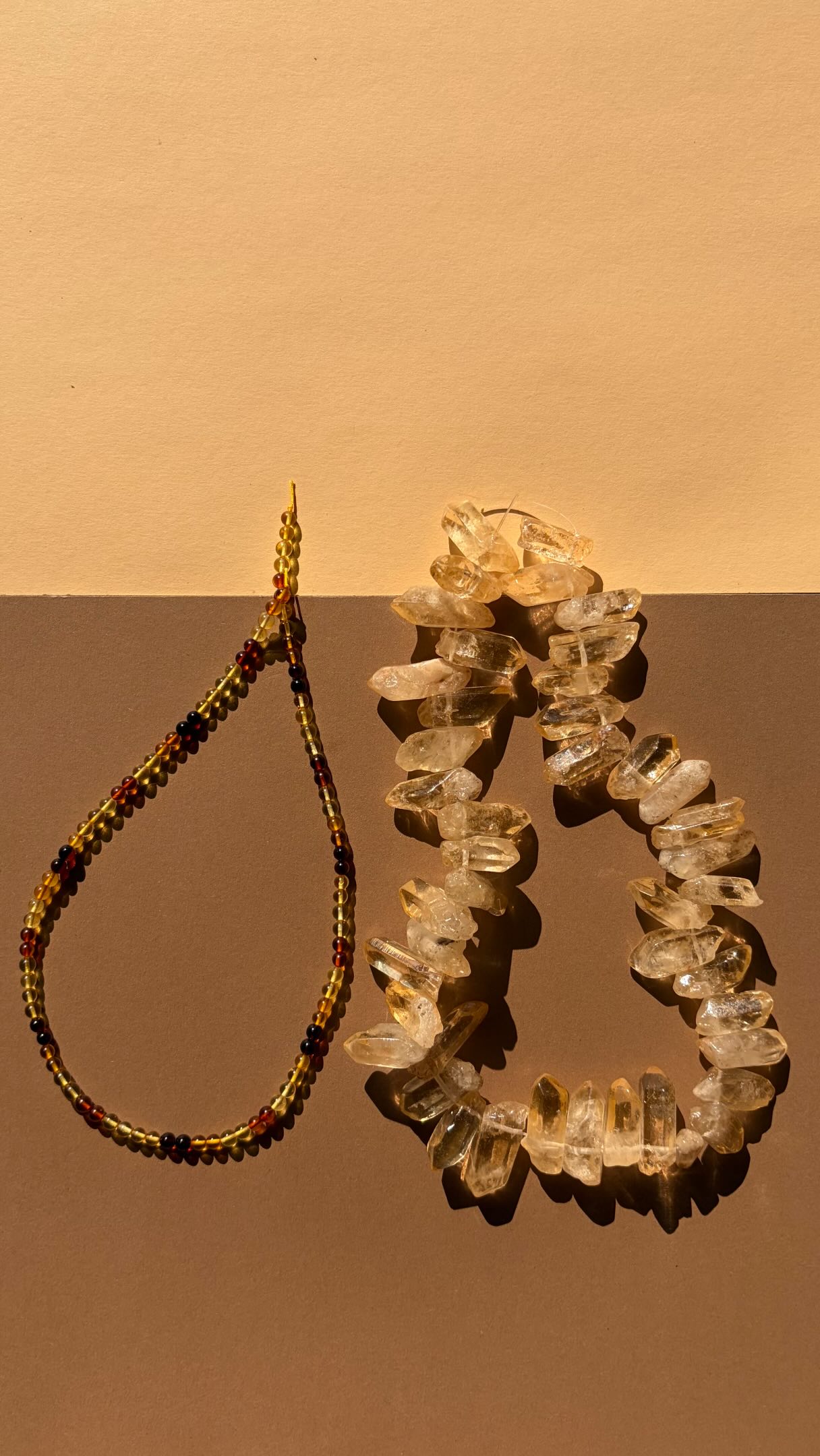 Crystal quartz necklace with beaded choker