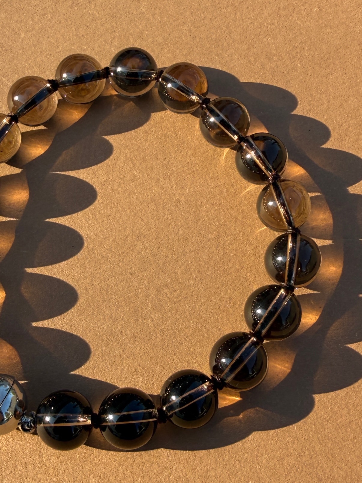 Smoky quartz bead necklace